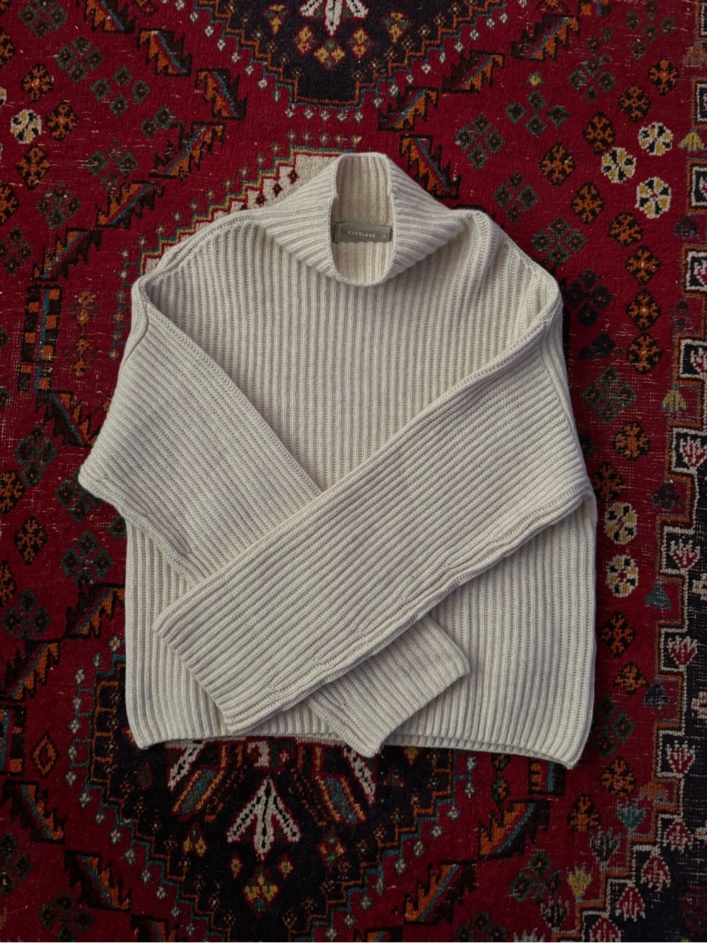 Everlane Cream Ribbed Cowl Sweater